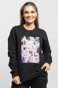 Reconciled Nation (Purple) Black Cotton Blend Crew Neck Women's Sweatshirt