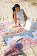 Sunset Healing 100% Recycled Cotton Knitted Throw Rug (160cm x 200cm)