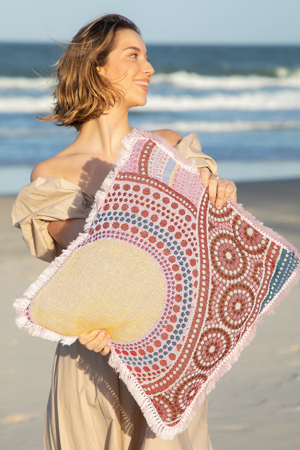 Sunset Healing 100% Cotton Knitted Cushion Cover (50cm x 50cm)