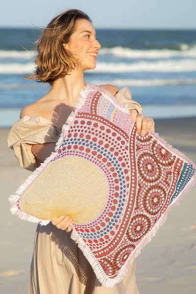 Sunset Healing 100% Cotton Knitted Cushion Cover (50cm x 50cm)