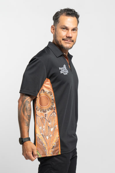 Campfire NAIDOC 2024 Black Bamboo (Simpson) Unisex Polo Shirt