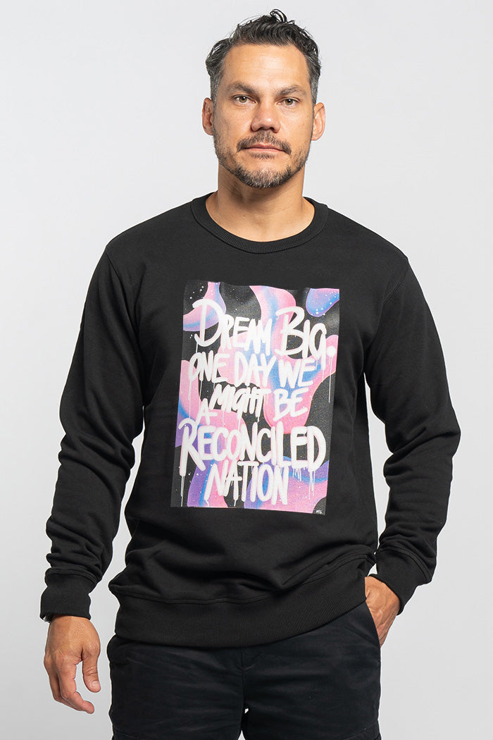 Reconciled Nation (Purple) Black Cotton Blend Crew Neck Unisex Sweatshirt