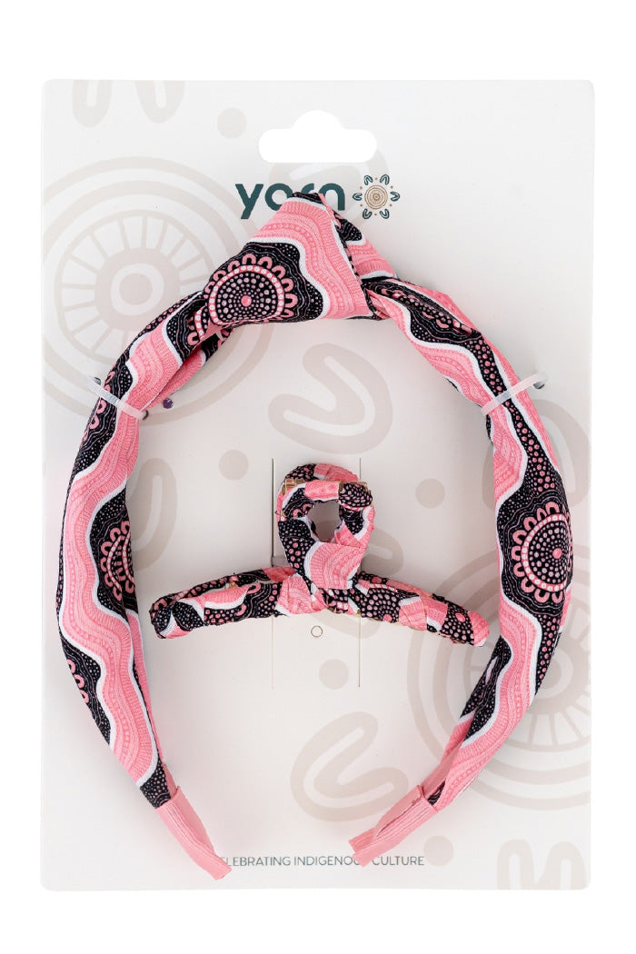 Boobie Sista Knot Headband & Wrapped Butterfly Claw Clip