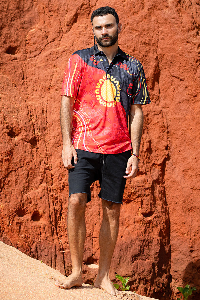 Sun Soaked Aboriginal Flag Unisex Polo Shirt