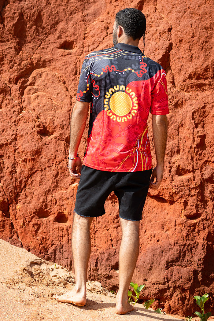 Sun Soaked Aboriginal Flag Unisex Polo Shirt