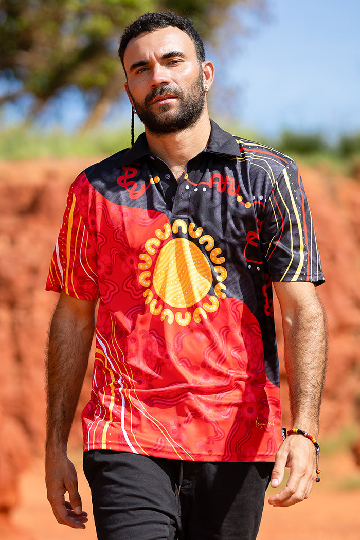 Sun Soaked Aboriginal Flag Unisex Polo Shirt