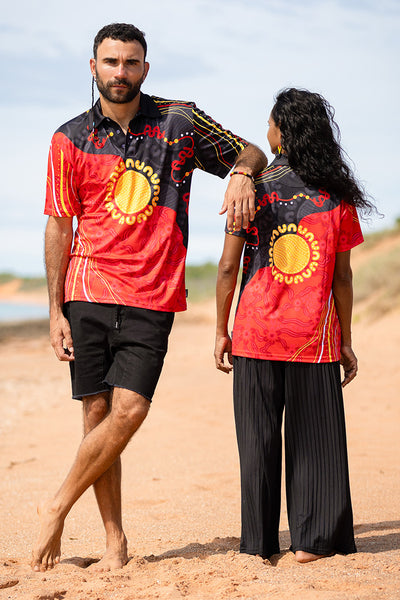 Sun Soaked Aboriginal Flag Unisex Polo Shirt