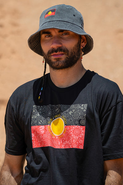 "Raise The Flag" Aboriginal Flag Acid Washed Bucket Hat