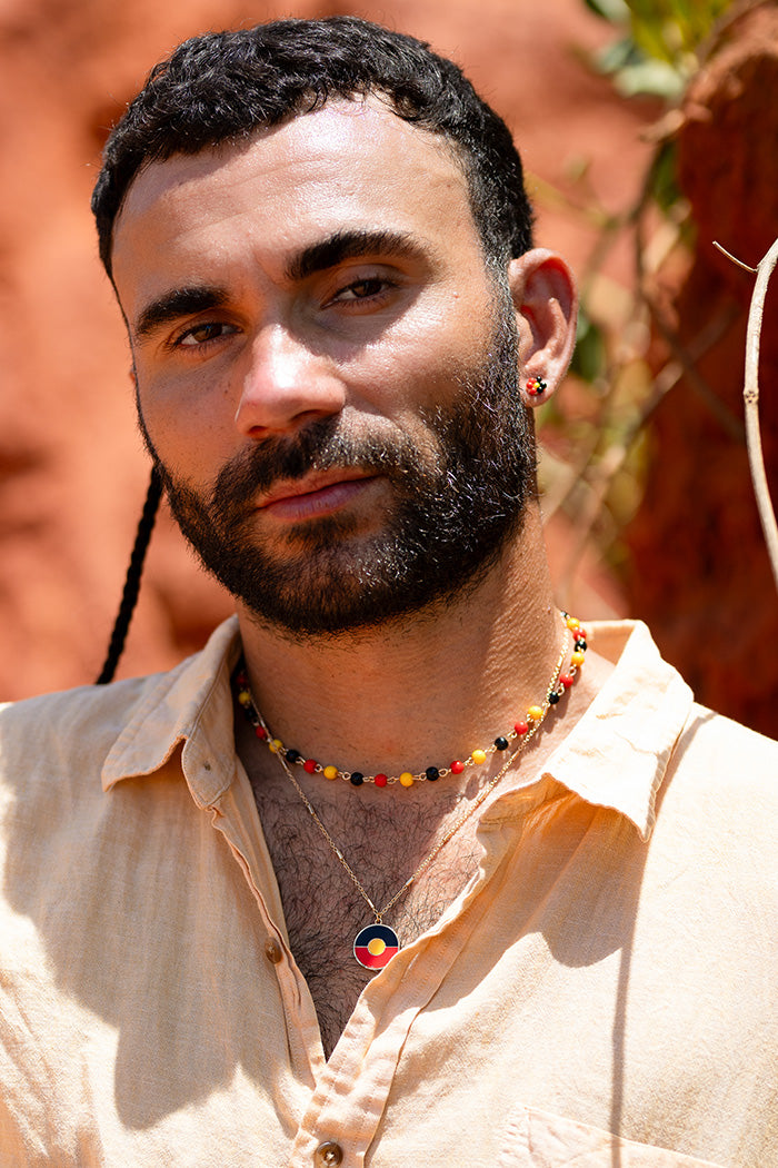 "Raise The Flag" Aboriginal Flag Circle Necklace