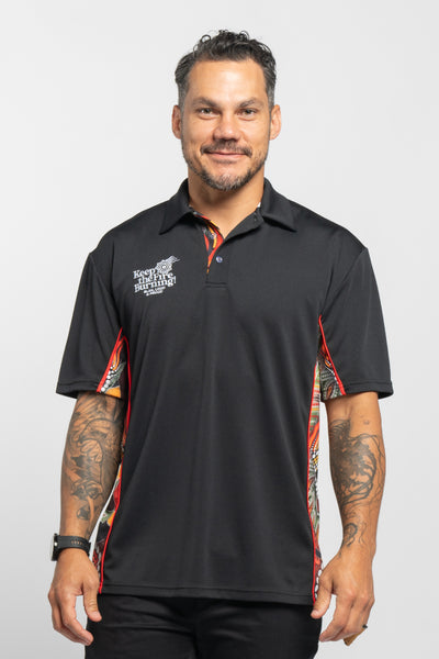 Generational Flames NAIDOC 2024 Black Bamboo (Simpson) Unisex Polo Shirt