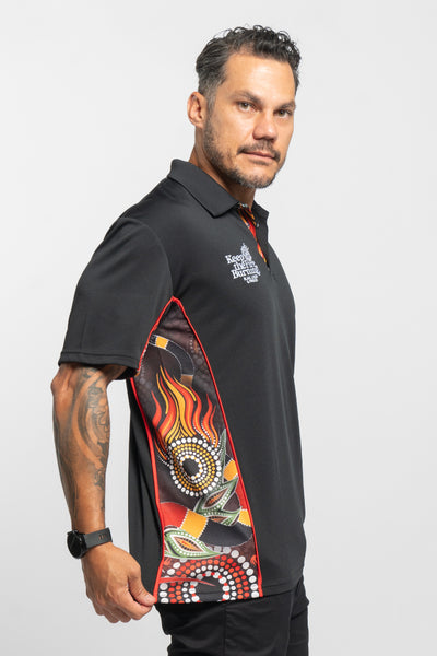 Generational Flames NAIDOC 2024 Black Bamboo (Simpson) Unisex Polo Shirt