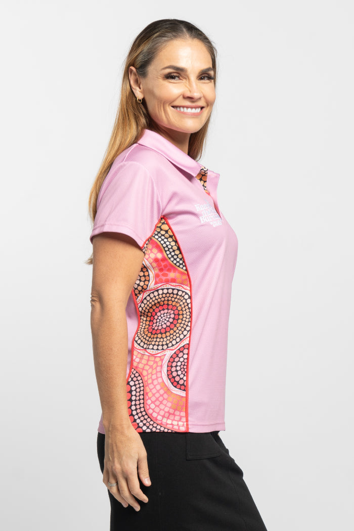 Eternal Flame NAIDOC 2024 Rose Bamboo (Simpson) Women's Fitted Polo Shirt