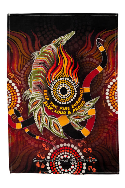 Generational Flames NAIDOC 2024 Linen Blend Tea Towel