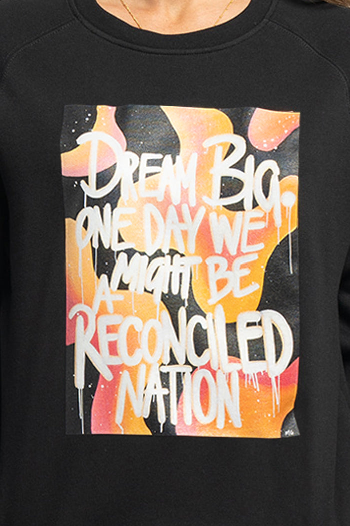 Reconciled Nation (Yellow) Black Cotton Blend Crew Neck Women's Sweatshirt