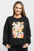 Reconciled Nation (Yellow) Black Cotton Blend Crew Neck Women's Sweatshirt