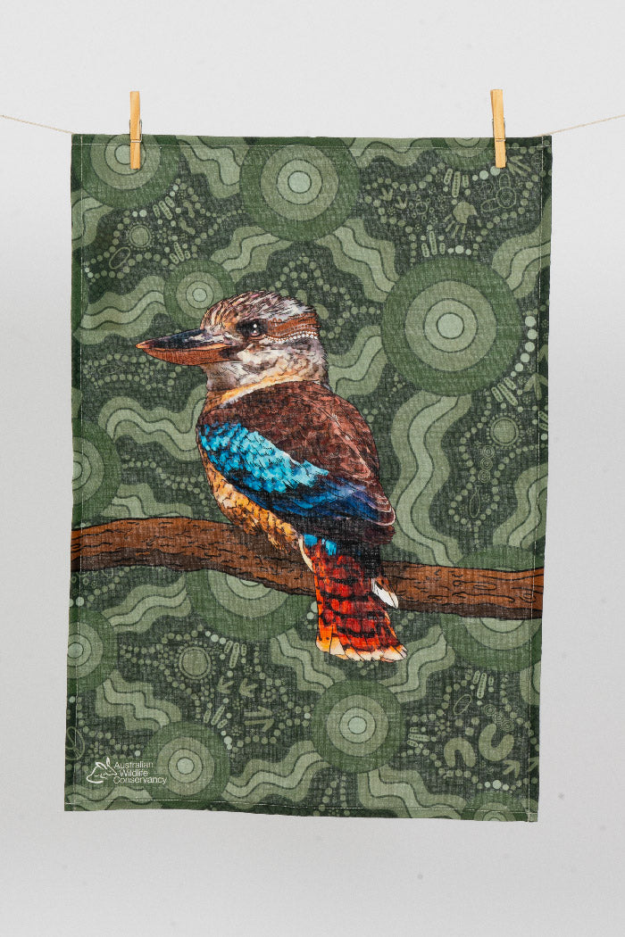 Kookaburra (Durdilapka) 'Australian Wildlife Conservancy' Linen Blend Tea Towel