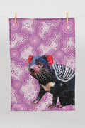 Tasmanian Devil 'Australian Wildlife Conservancy' Linen Blend Tea Towel