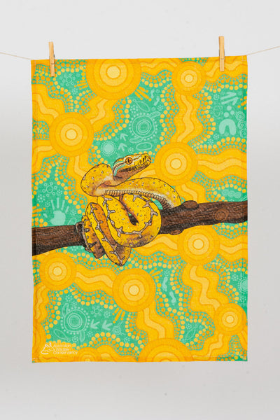 Python 'Australian Wildlife Conservancy' Linen Blend Tea Towel