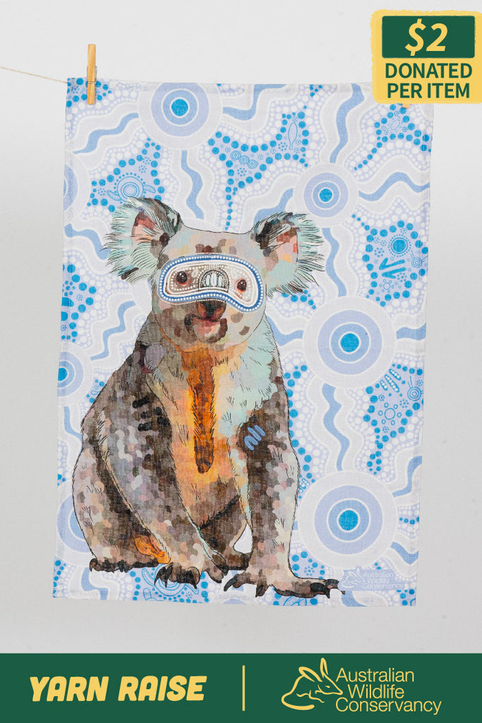 Koala (Gurrburr) 'Australian Wildlife Conservancy' Linen Blend Tea Towel