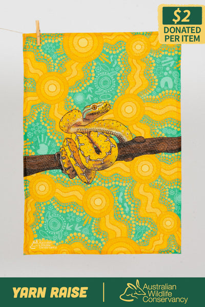 Python 'Australian Wildlife Conservancy' Linen Blend Tea Towel