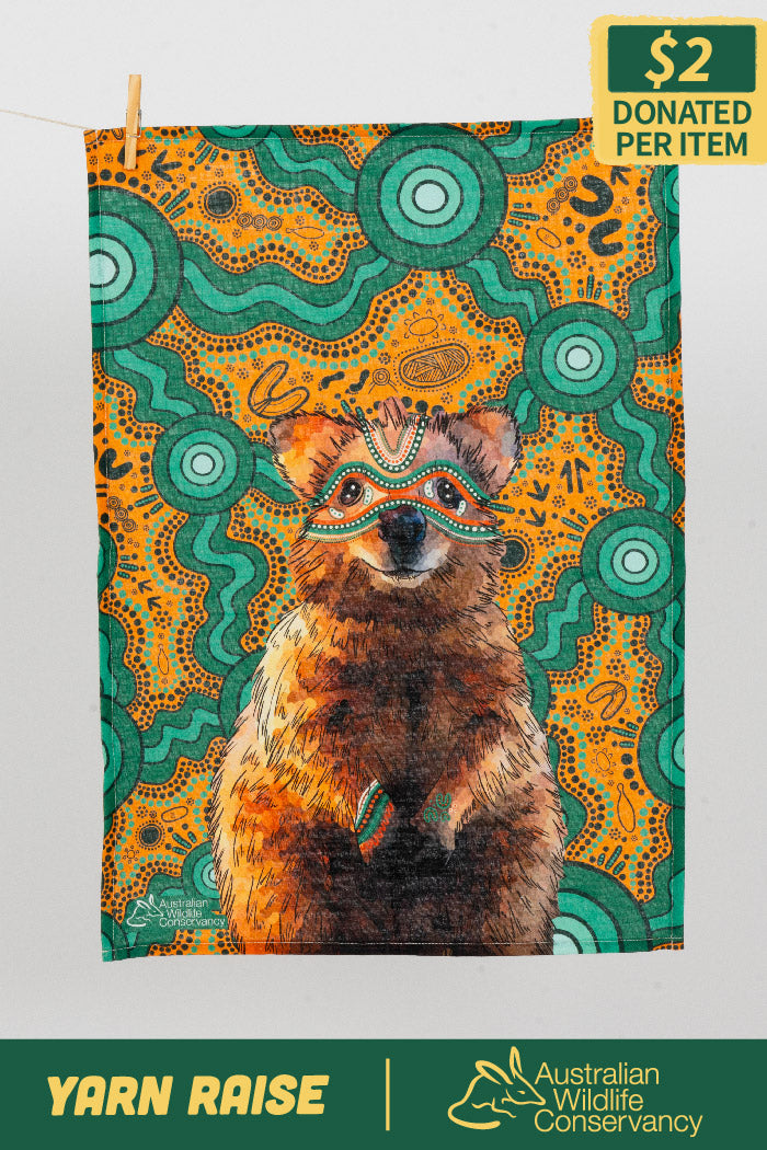 Quokka 'Australian Wildlife Conservancy' Linen Blend Tea Towel