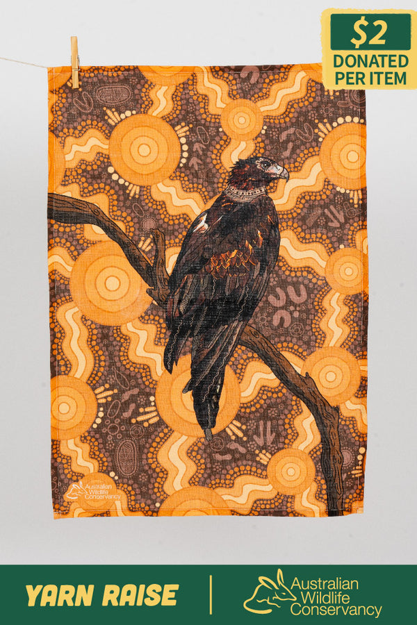 Eagle (Gurranyin) 'Australian Wildlife Conservancy' Linen Blend Tea Towel