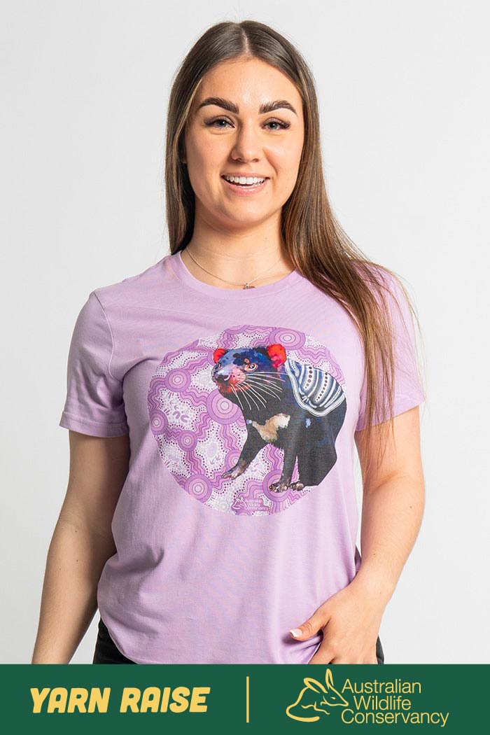 Tasmanian Devil 'Australian Wildlife Conservancy' Lavender Cotton Crew Neck Women’s T-Shirt