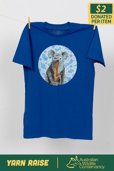 Koala (Gurrburr) 'Australian Wildlife Conservancy' Bright Royal Cotton Crew Neck Unisex T-Shirt