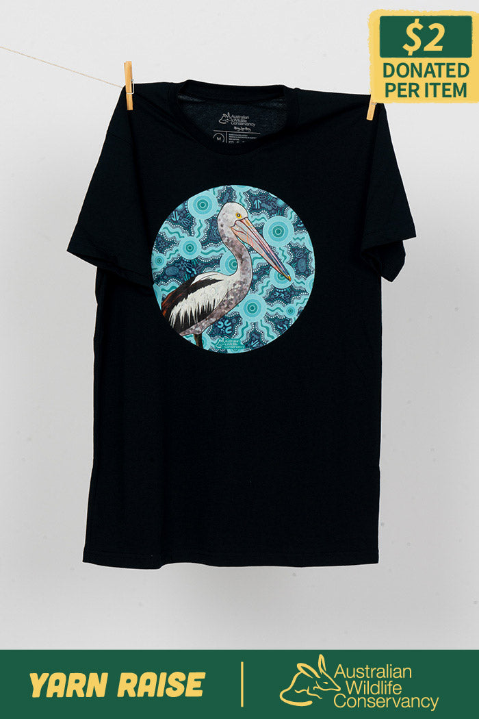 Pelican (Dhalipnha) 'Australian Wildlife Conservancy' Navy Cotton Crew Neck Unisex T-Shirt