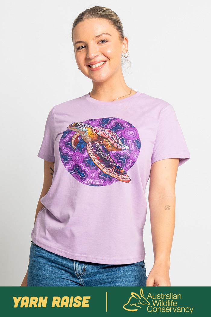 Sea Turtle 'Australian Wildlife Conservancy' Lavender Cotton Crew Neck Women’s T-Shirt