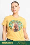 Quokka 'Australian Wildlife Conservancy' Mustard Cotton Crew Neck Women’s T-Shirt