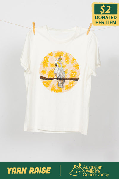 Cockatoo (Djarring) 'Australian Wildlife Conservancy' Natural Cotton Crew Neck Women’s T-Shirt