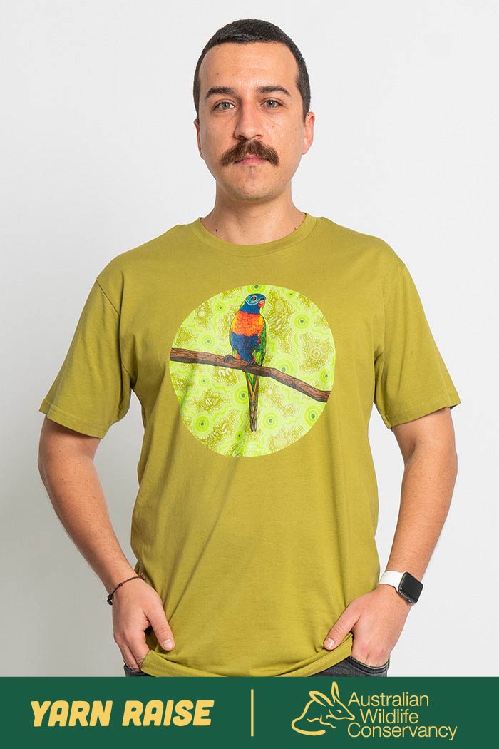 Lorikeet 'Australian Wildlife Conservancy' Moss Cotton Crew Neck Unisex T-Shirt