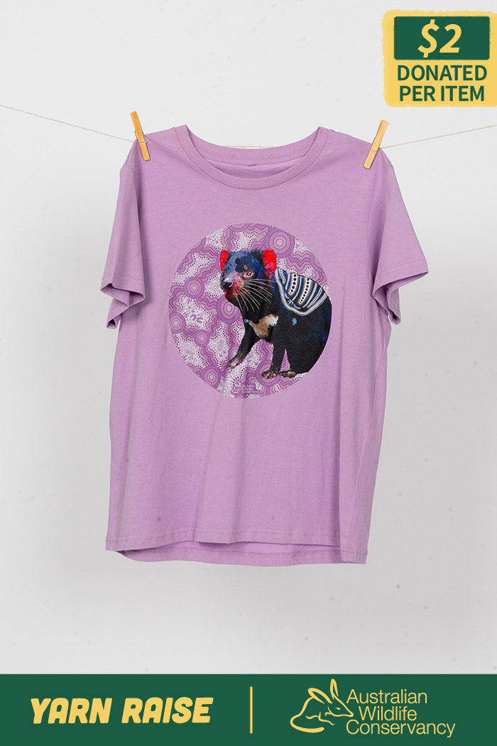 Tasmanian Devil 'Australian Wildlife Conservancy' Lavender Cotton Crew Neck Women’s T-Shirt