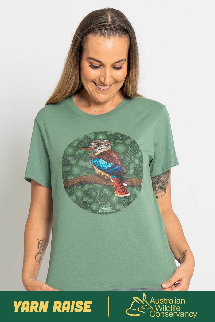 Kookaburra (Durdilapka) 'Australian Wildlife Conservancy' Sage Cotton Crew Neck Women’s T-Shirt