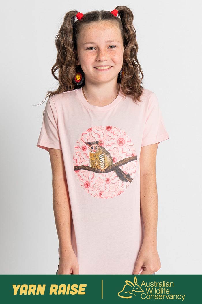 Possum (Batja) 'Australian Wildlife Conservancy' Pink Cotton Crew Neck Kids T-Shirt