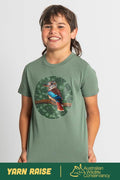 Kookaburra (Durdilapka) 'Australian Wildlife Conservancy' Sage Cotton Crew Neck Kids T-Shirt