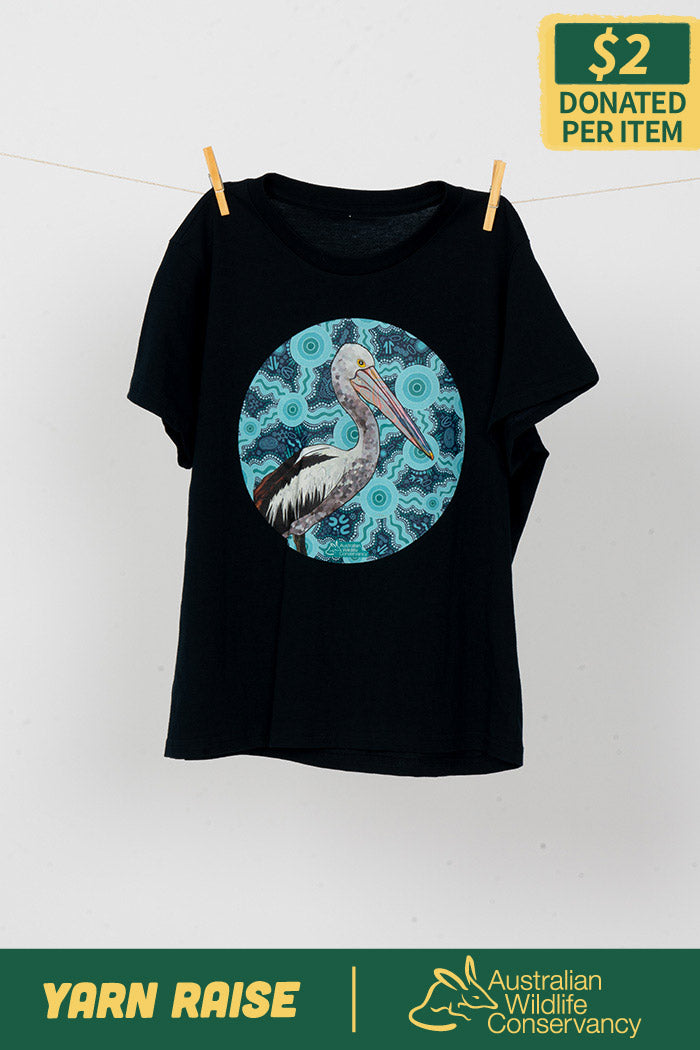 Pelican (Dhalipnha) 'Australian Wildlife Conservancy' Navy Cotton Crew Neck Women’s T-Shirt