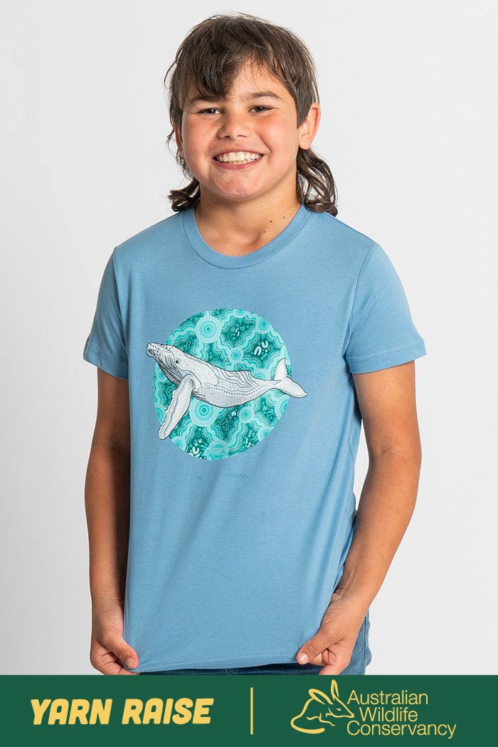 Migaloo 'Australian Wildlife Conservancy' Carolina Blue Cotton Crew Neck Kids T-Shirt