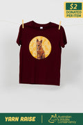 Dingo (Wilkarr) 'Australian Wildlife Conservancy' Burgundy Cotton Crew Neck Kids T-Shirt