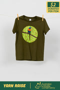 Lorikeet 'Australian Wildlife Conservancy' Army Cotton Crew Neck Kids T-Shirt