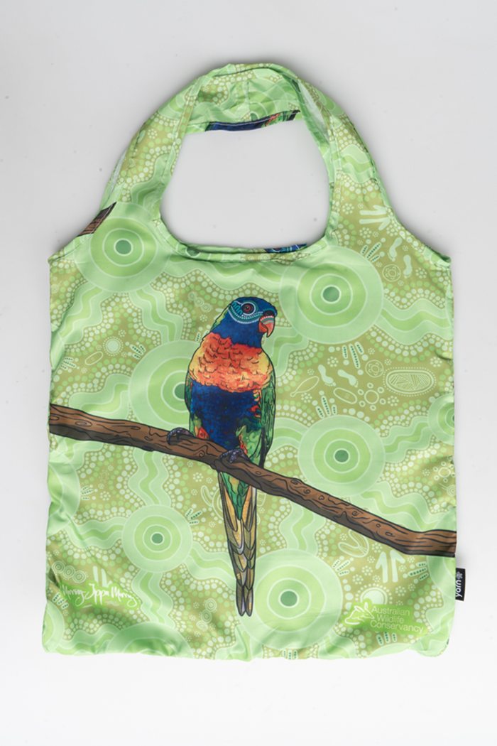 Birds 'Australian Wildlife Conservancy' rPET Reusable Fold-Up Shopping Bag (3 Pack) with Drawstring Bag