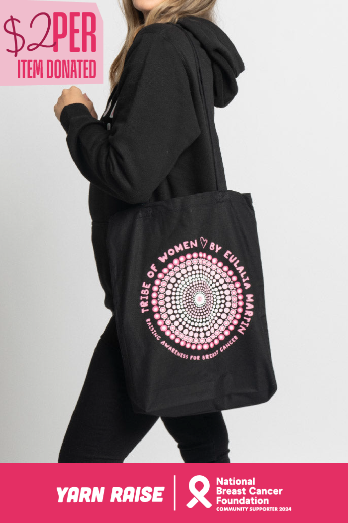 Tribe Of Women Circle Black Long Handle Cotton Tote Bag