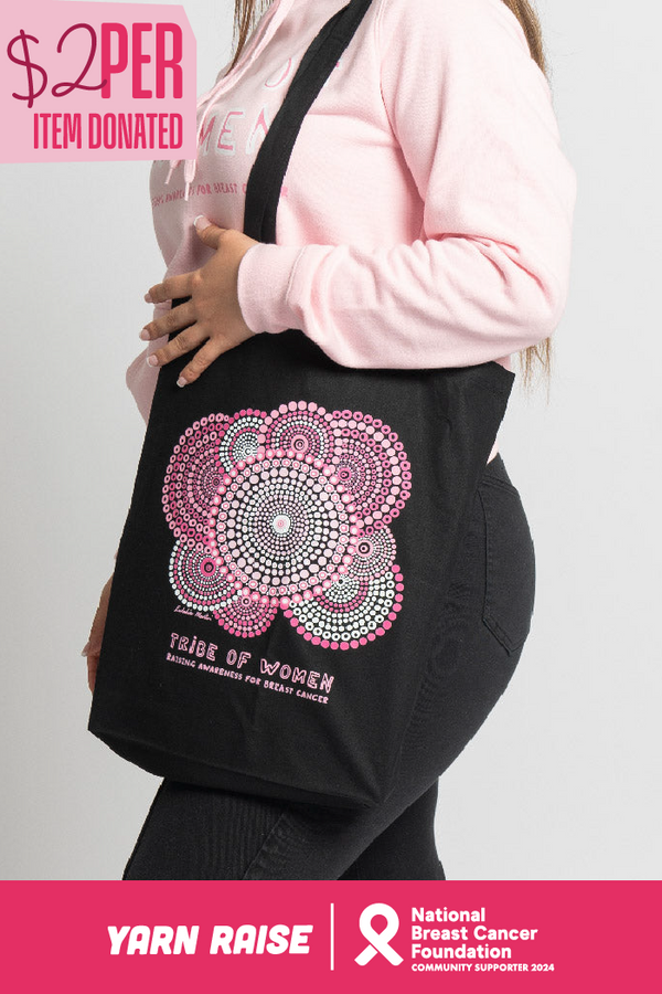 Tribe Of Women Awareness Black Long Handle Cotton Tote Bag