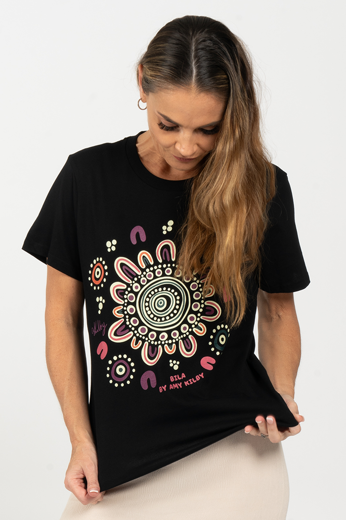 Bila Black Cotton Crew Neck Women’s T-Shirt