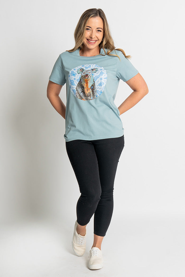 Koala (Gurrburr) 'Australian Wildlife Conservancy' Pale Blue Cotton Crew Neck Women’s T-Shirt