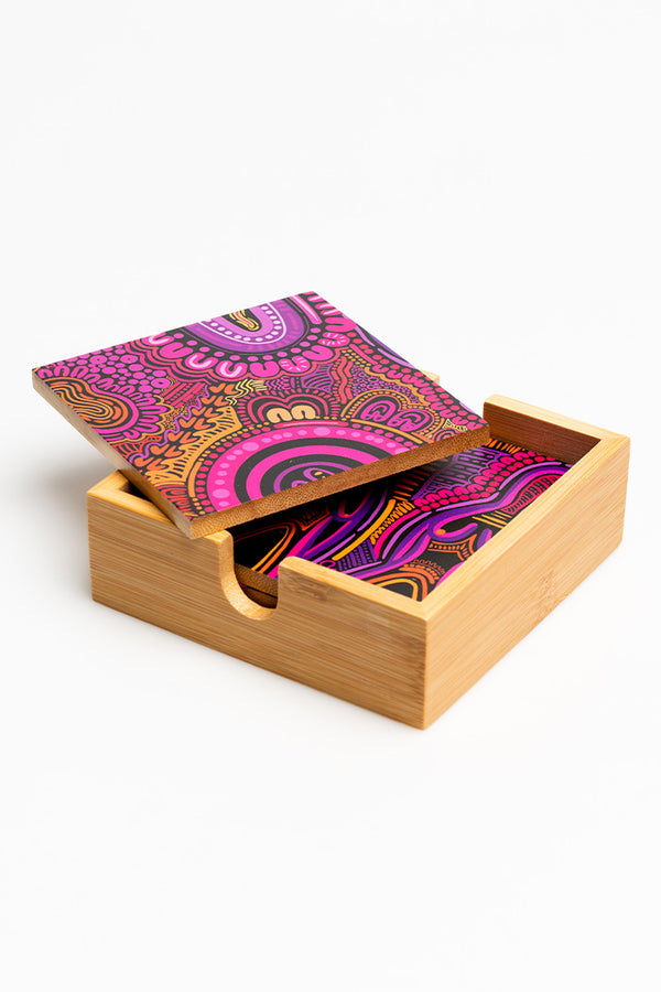 Mother Bamboo Coaster Set (4 Pack)