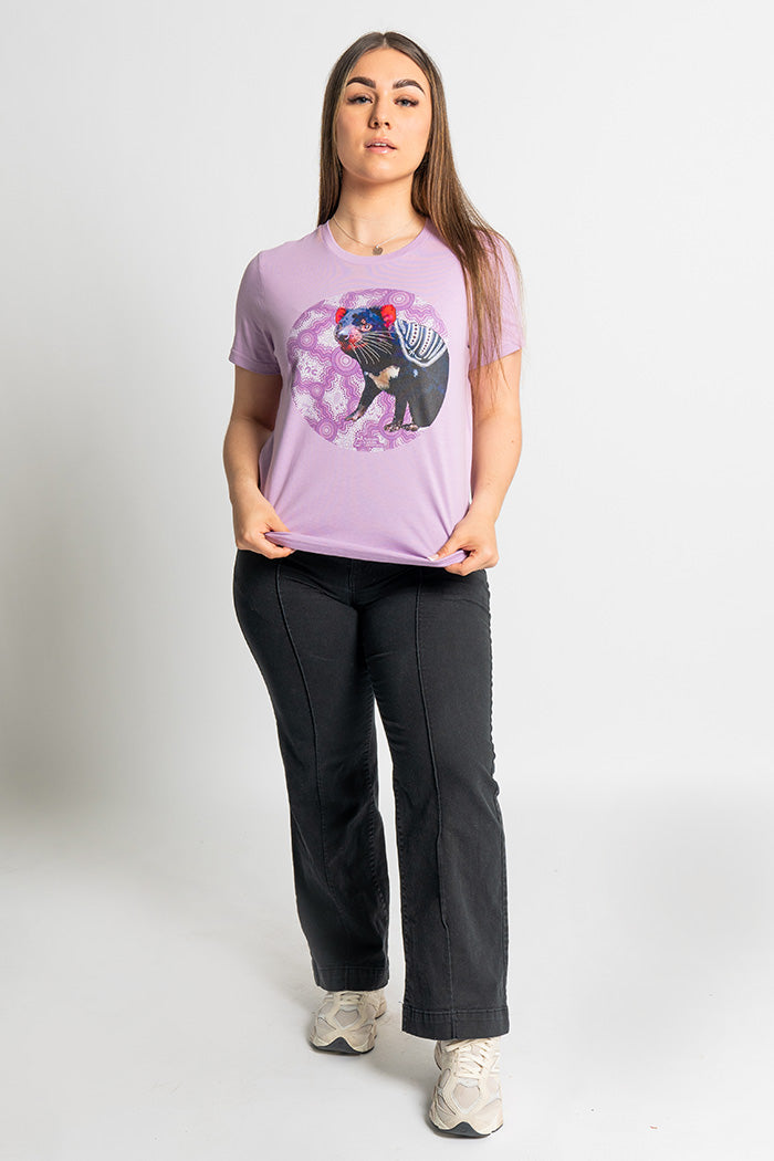 Tasmanian Devil 'Australian Wildlife Conservancy' Lavender Cotton Crew Neck Women’s T-Shirt