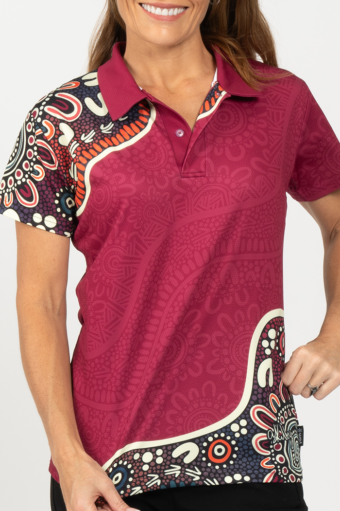 Bila Burgundy Bamboo Essence Women's Fitted Polo Shirt