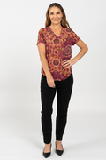 Yinaa V Neck Women's Short Sleeve Blouse